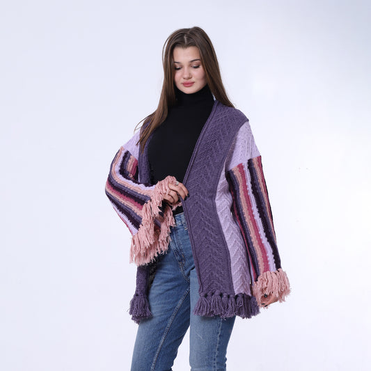 Lavender Open Tassel Cardigan