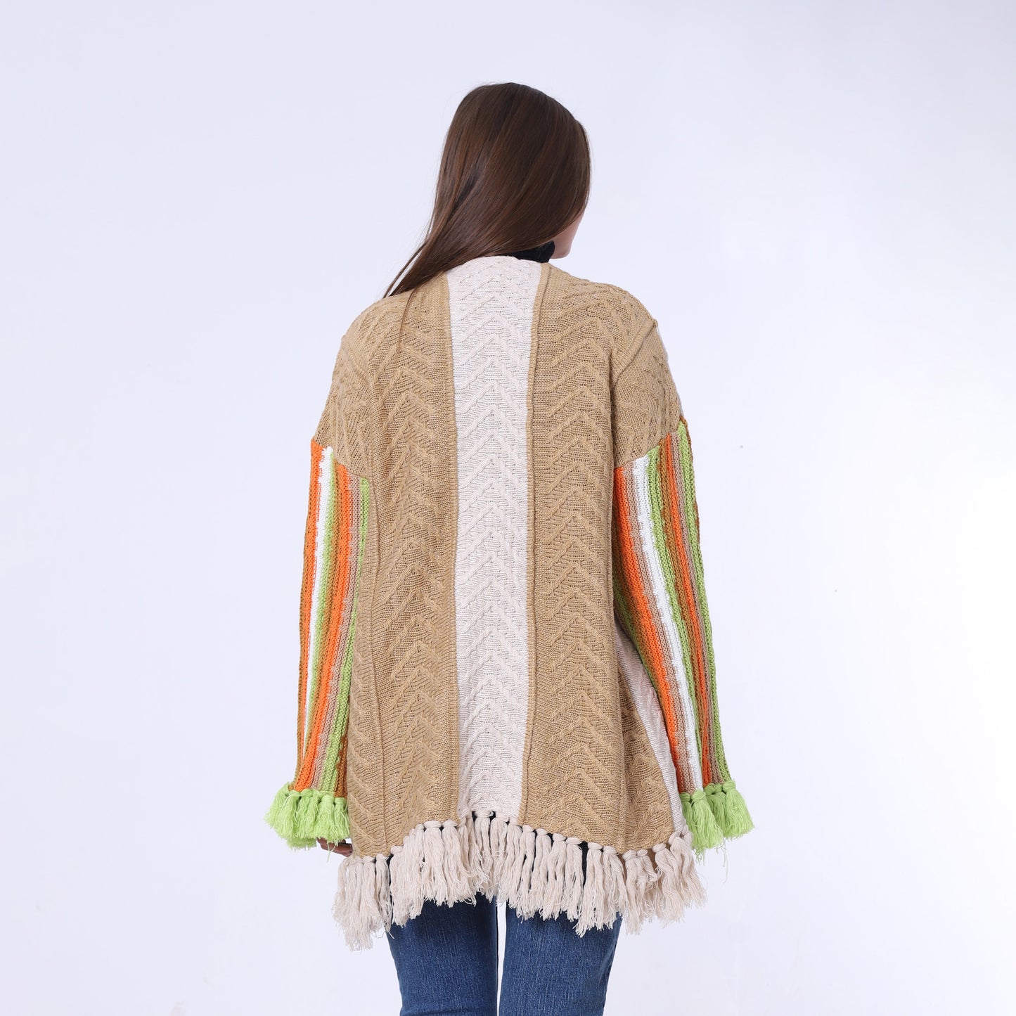 Camel Open Tassel Cardigan