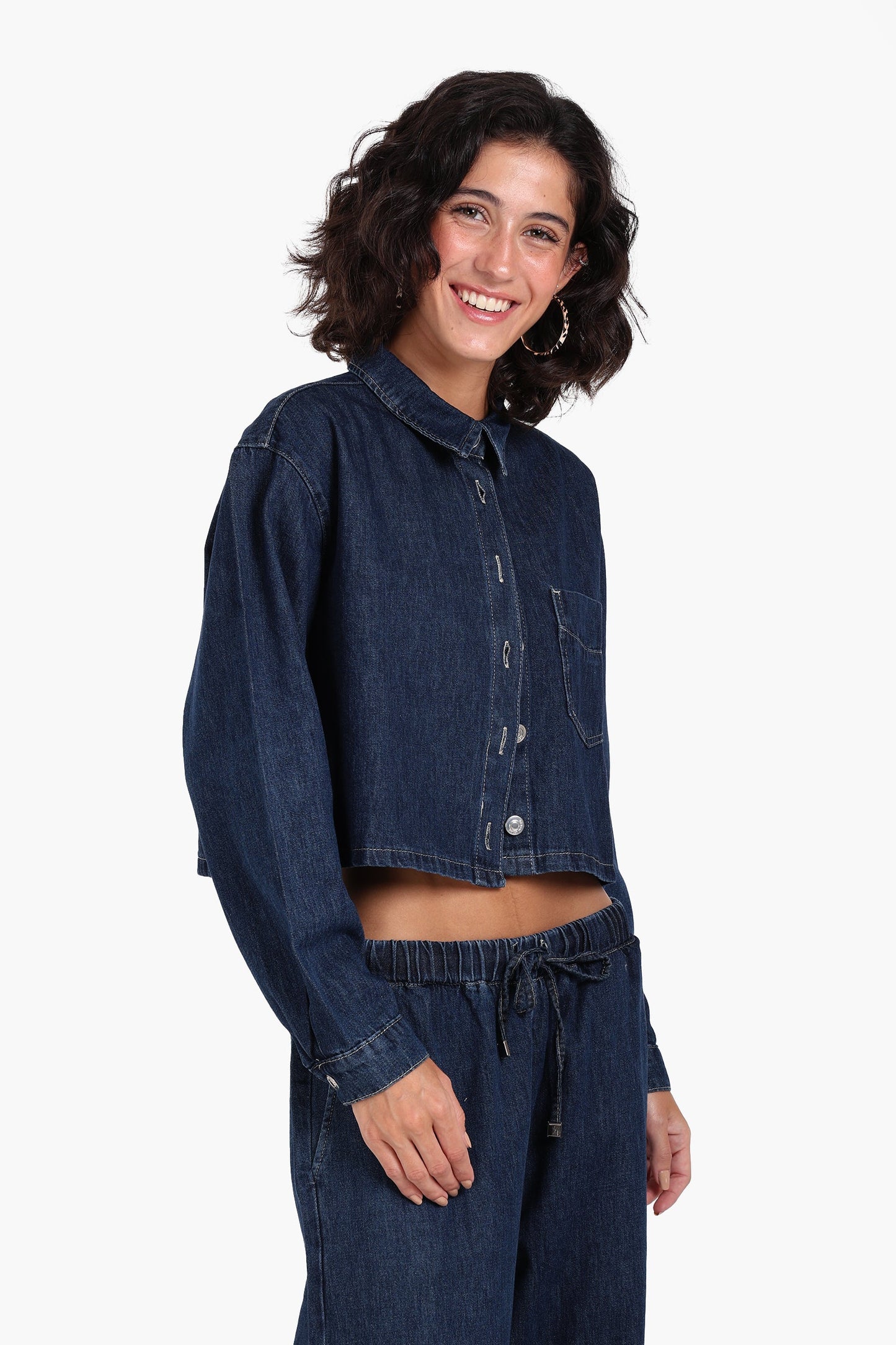 Cropped Denim Shirt