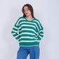 Green Bi-Tone Striped knitted Pullover