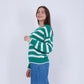 Green Bi-Tone Striped knitted Pullover