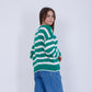 Green Bi-Tone Striped knitted Pullover