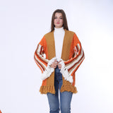 Orange Open Tassel Cardigan