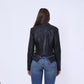 Black High-Hip Leather Jacket