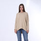 Beige Back Strass Tie Oversized Pullover