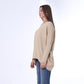 Beige Back Strass Tie Oversized Pullover