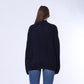 Navy Half Neck Knitted Pullover