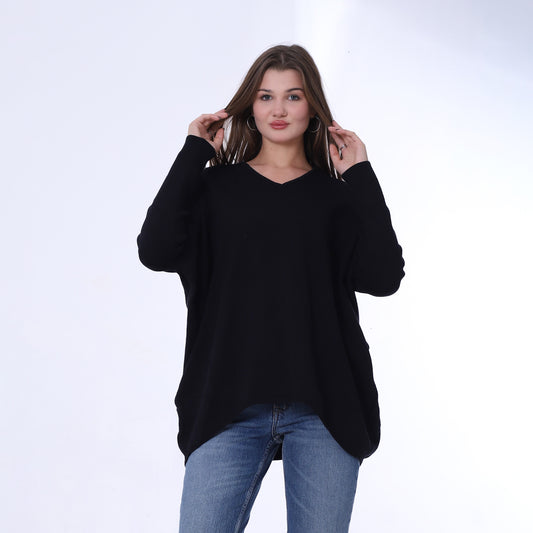 Black Back Strass Tie Oversized Pullover