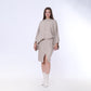 Beige Knitted Set of Loose Pullover & Midi Skirt