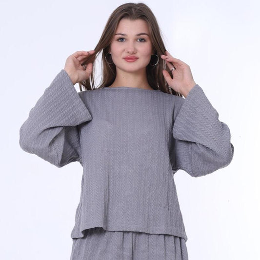 Gray Casual Knitted Blouse