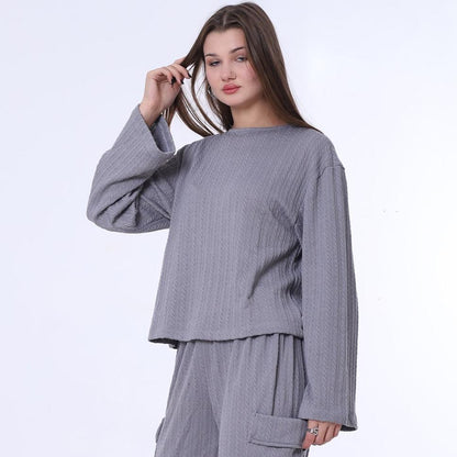 بلوزة رمادية محبوكة كاجوال