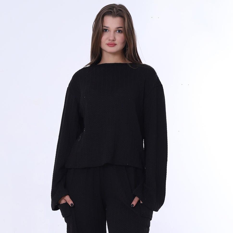 Black Casual Knitted Blouse