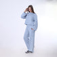 Baby Blue Knitted Pants with Side Flap Pockets