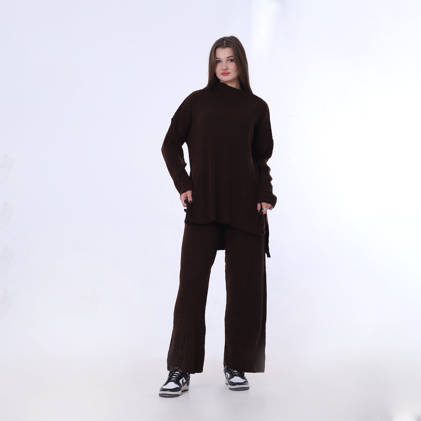 Brown Knitted Oversized Set