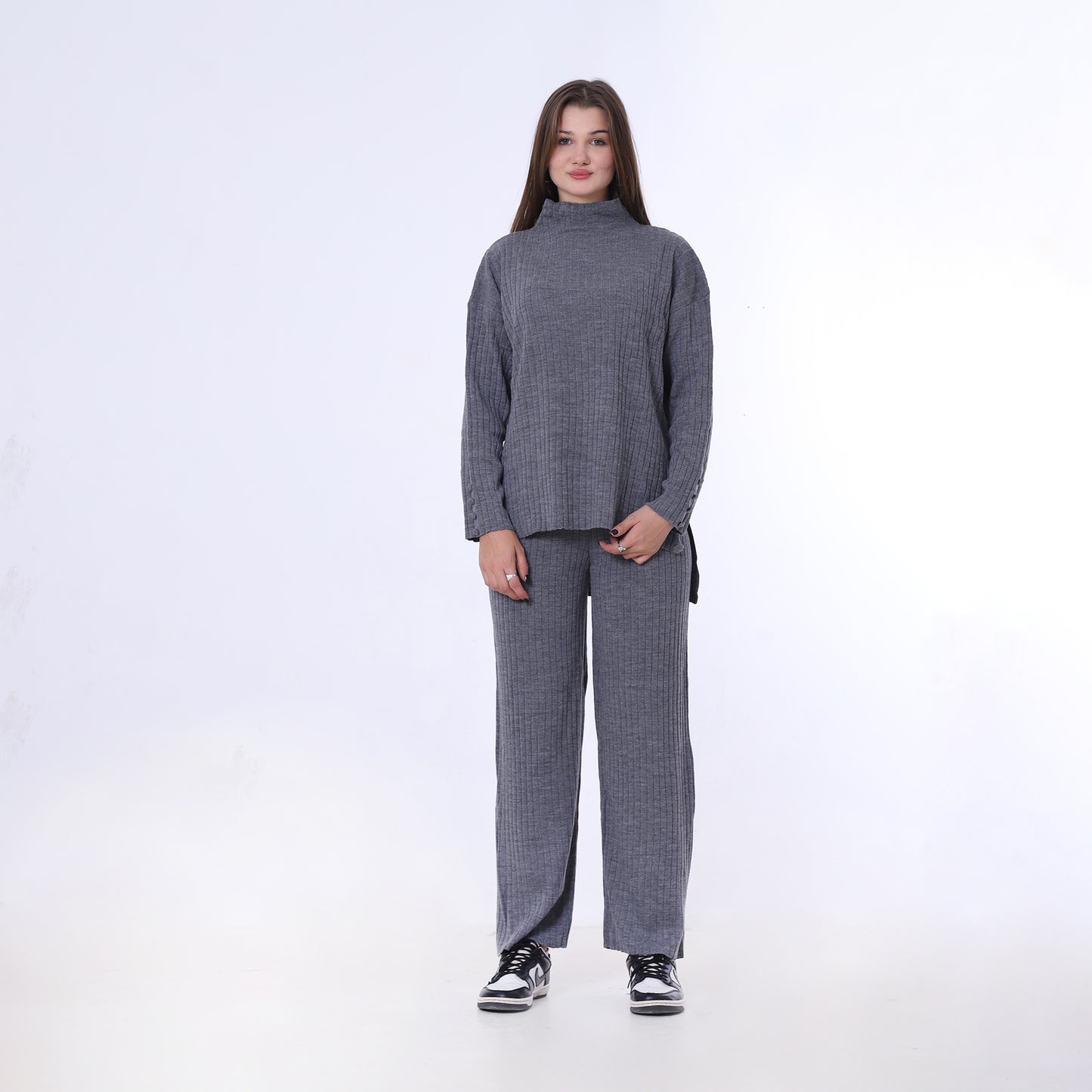 Gray Knitted Oversized Set