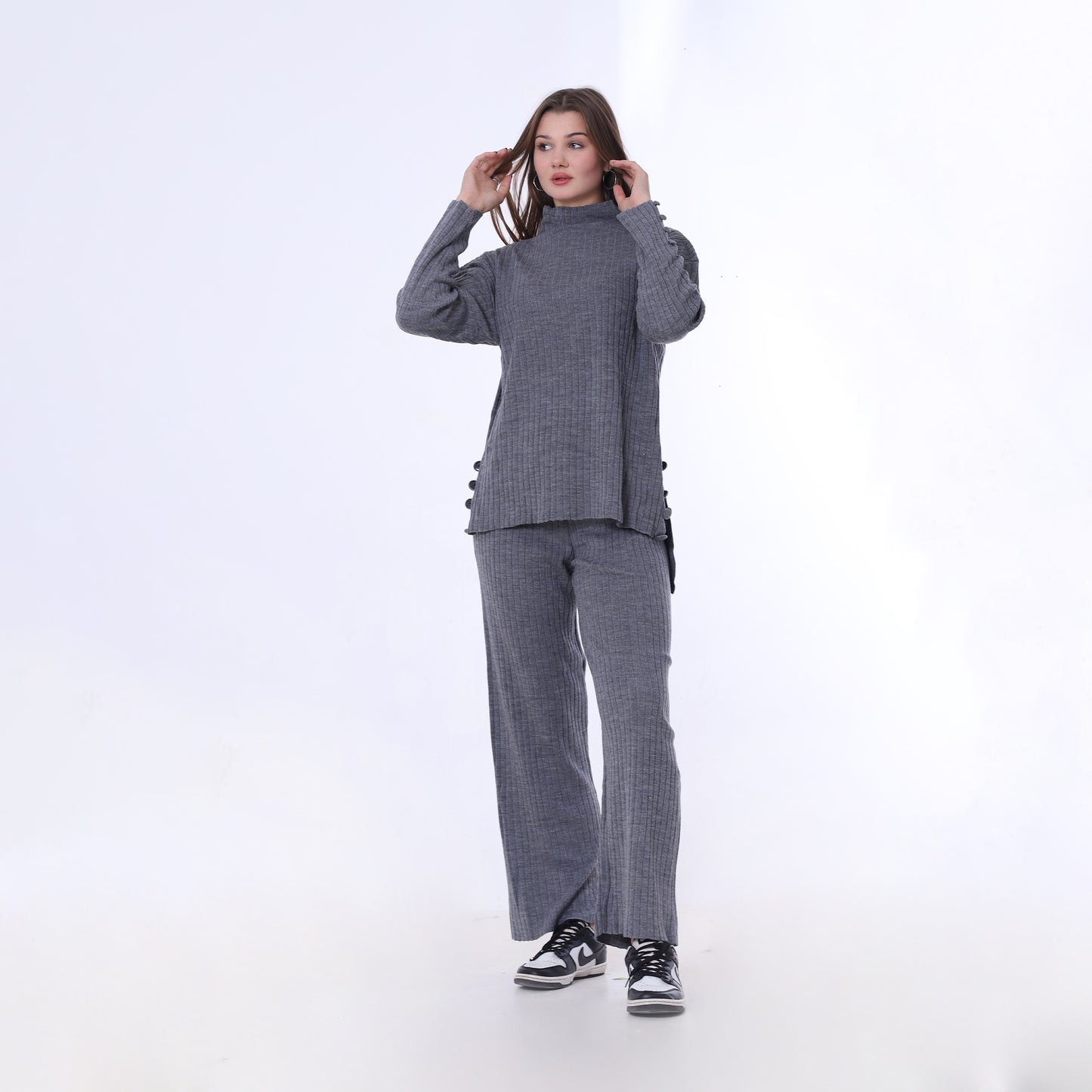 Gray Knitted Oversized Set