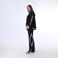 Black Knitted Set of Hoddie & Side Slit Pants