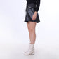 Black Front Zip Mini Leather Skirt