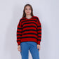 Red Bi-Tone Striped knitted Pullover