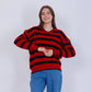 Red Bi-Tone Striped knitted Pullover