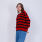 Red Bi-Tone Striped knitted Pullover