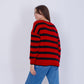 Red Bi-Tone Striped knitted Pullover