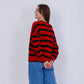 Red Bi-Tone Striped knitted Pullover