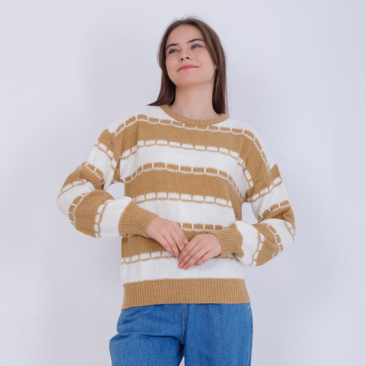 Camel Round Neck Knitted Pullover