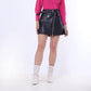 Black Belted Leather Mini Skirt