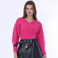 Fuchsia Back Strass Tie Pullover