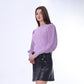 Lavender Puff Sleeves Plain Pullover