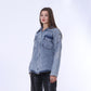 Blue Strass Denim Shirt with Press Buttons