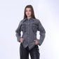 Black Strass Denim Shirt with Press Buttons