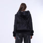 Black Waterproof Jacket Decorated with Soft Fur