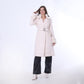 Off-White Belted Coat with Fur Collar