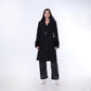 Black Belted Coat with Fur Collar