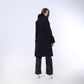 Black Belted Coat with Fur Collar