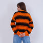 Orange Round Neck Knitted Pullover