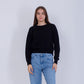 Black High Hip Knitted Plain Pullover