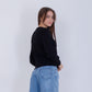 Black High Hip Knitted Plain Pullover