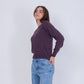 Dark Purple High Hip Knitted Plain Pullover