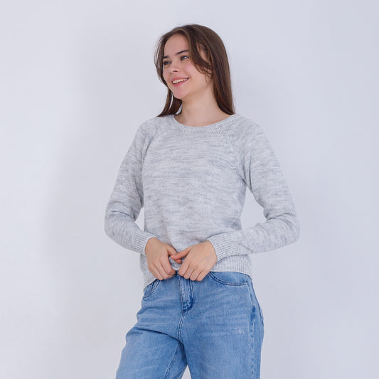 Silver High Hip Knitted Plain Pullover