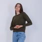 Olive High Hip Knitted Plain Pullover