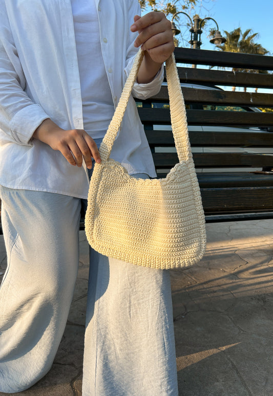 Helio Off White Crochet Shoulder Bag