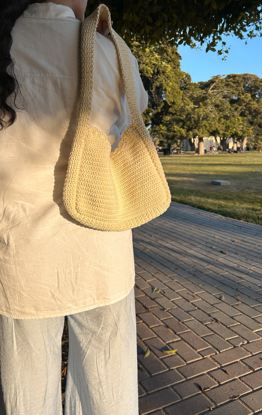 Helio Off White Crochet Shoulder Bag