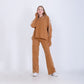 Camel Jacquard Set of Thumb Hole Hoodie & Pants