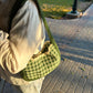 Helio Green Crochet Checked Shoulder Bag