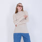 Beige Knitted Pullover With Ruffle Sleeves