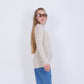 Beige Knitted Pullover With Ruffle Sleeves