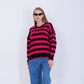 Fuchsia Bi-Tone Striped knitted Pullover